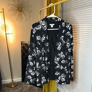 Bar III  Black and White Floral Blazer